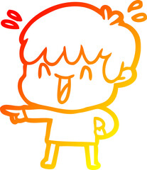 warm gradient line drawing cartoon laughing boy
