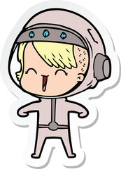 sticker of a happy cartoon space girl