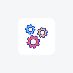 Cogwheel, development fully editable vector fill  icon

