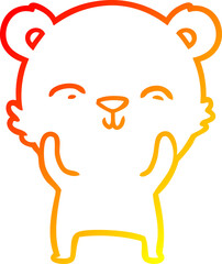 warm gradient line drawing happy cartoon bear