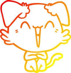 warm gradient line drawing happy little dog cartoon