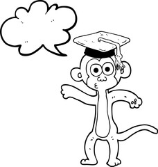 speech bubble cartoon graduate monkey