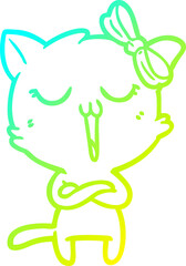 cold gradient line drawing cartoon cat