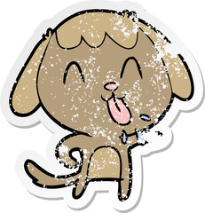 distressed sticker of a cute cartoon dog