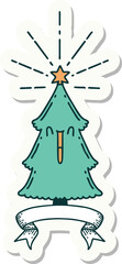 Fototapeta na wymiar sticker of tattoo style christmas tree with star