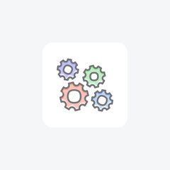 Cogwheels, seo fully editable vector fill icon


