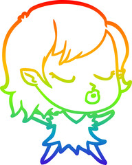 Fototapeta premium rainbow gradient line drawing cute cartoon vampire girl