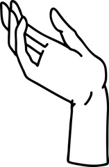 black line tattoo of a hand