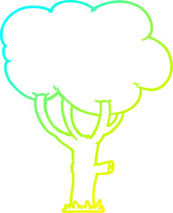 cold gradient line drawing cartoon tree