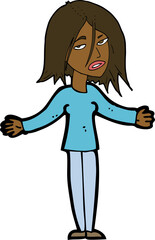 cartoon woman shrugging shoulders