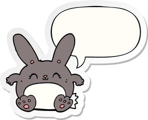 cartoon rabbit and speech bubble sticker
