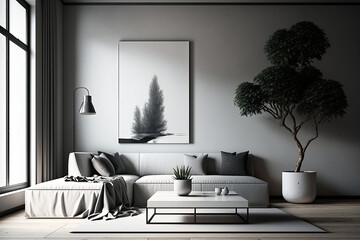 modern living room with dark and white colours