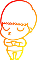 warm gradient line drawing cartoon calm boy