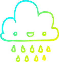 cold gradient line drawing cartoon storm cloud