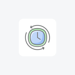 Clock, deadline fully editable vector line icon

