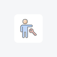Key, key person fully editable vector line icon

