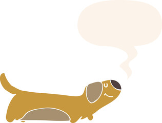 cartoon dog and speech bubble in retro style
