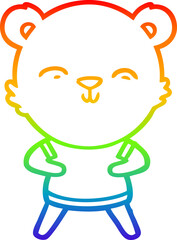 rainbow gradient line drawing happy cartoon bear