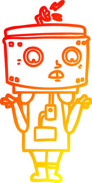 recommend clip art: warm gradient line drawing cartoon robot shrugging