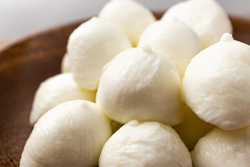 Soft and light mozzarella pearls cheese