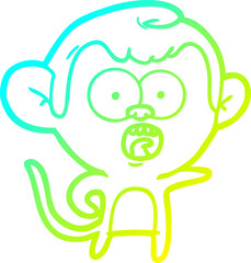 cold gradient line drawing cartoon shocked monkey