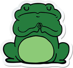 sticker of a cartoon arrogant frog