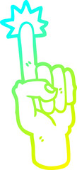 cold gradient line drawing cartoon pointing finger