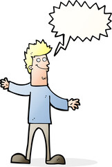 cartoon happy man with speech bubble