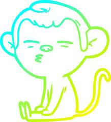 cold gradient line drawing cartoon suspicious monkey