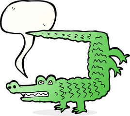 cartoon crocodile with speech bubble