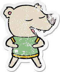 distressed sticker of a cartoon bear
