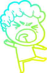 cold gradient line drawing cartoon furious man