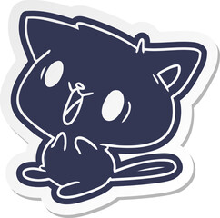 cartoon sticker of cute kawaii cat