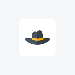 Hat, bowler fully editable vector fill icon

