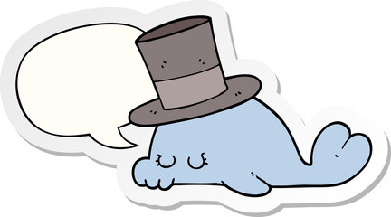 cute cartoon dolphin and speech bubble sticker