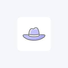 Hat, bowler fully editable vector fill icon

