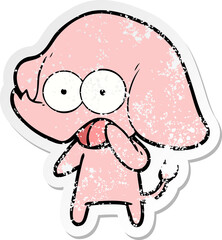 distressed sticker of a cute cartoon elephant