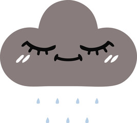 flat color retro cartoon storm rain cloud