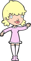 cartoon woman waving