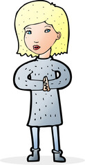cartoon calm woman