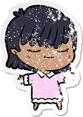 distressed sticker of a cartoon woman