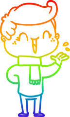 rainbow gradient line drawing cartoon laughing boy