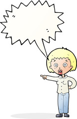 cartoon shocked woman with speech bubble