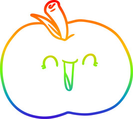 rainbow gradient line drawing cartoon laughing apple