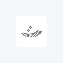  Eyelashes, eye fully editable vector fill icon

