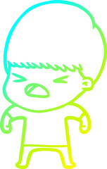 cold gradient line drawing cartoon stressed man