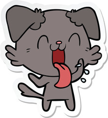 Obraz na płótnie Canvas sticker of a cartoon panting dog