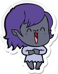 sticker of a cute cartoon happy vampire girl