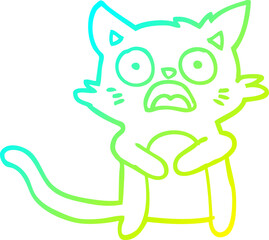cold gradient line drawing cartoon horrified cat