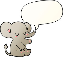 cartoon elephant and speech bubble in smooth gradient style
